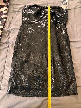 Black Sequin Strapless Party Dress New